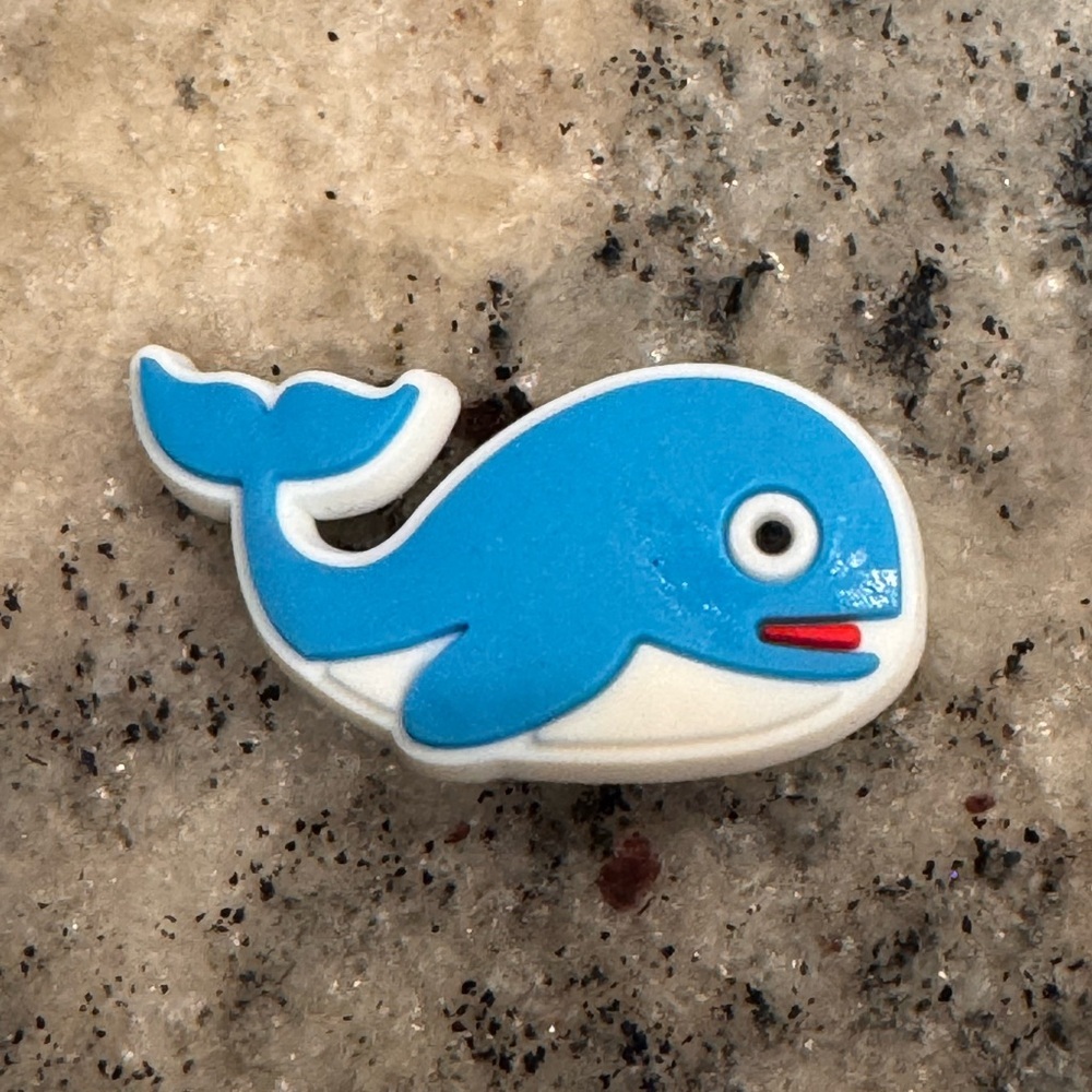 Blue and White Whale croc shoe charm